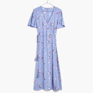 Madewell Aloha Button Wrap Midi Dress in Rainwater Washed Peri Size 4